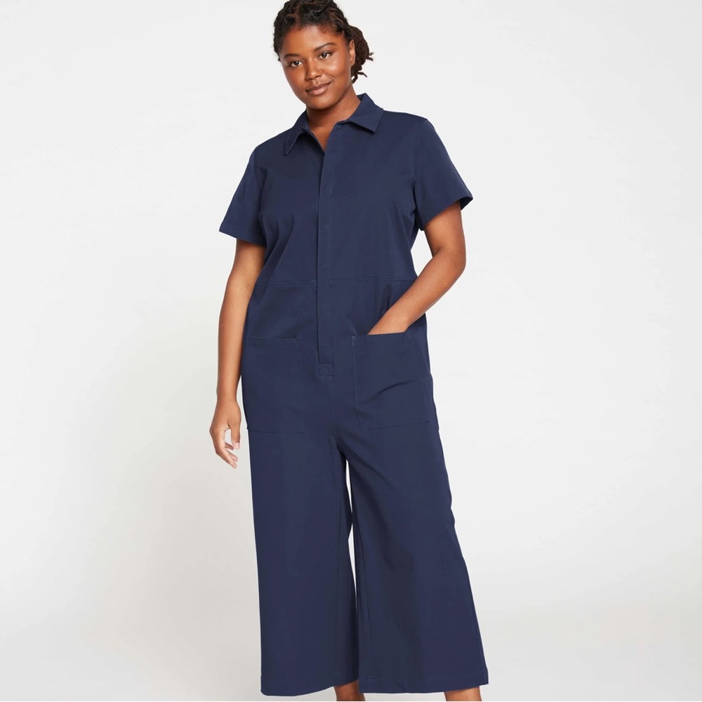 Universal Standard Medium Kate Stretch Cotton Twill Jumpsuit in Navy